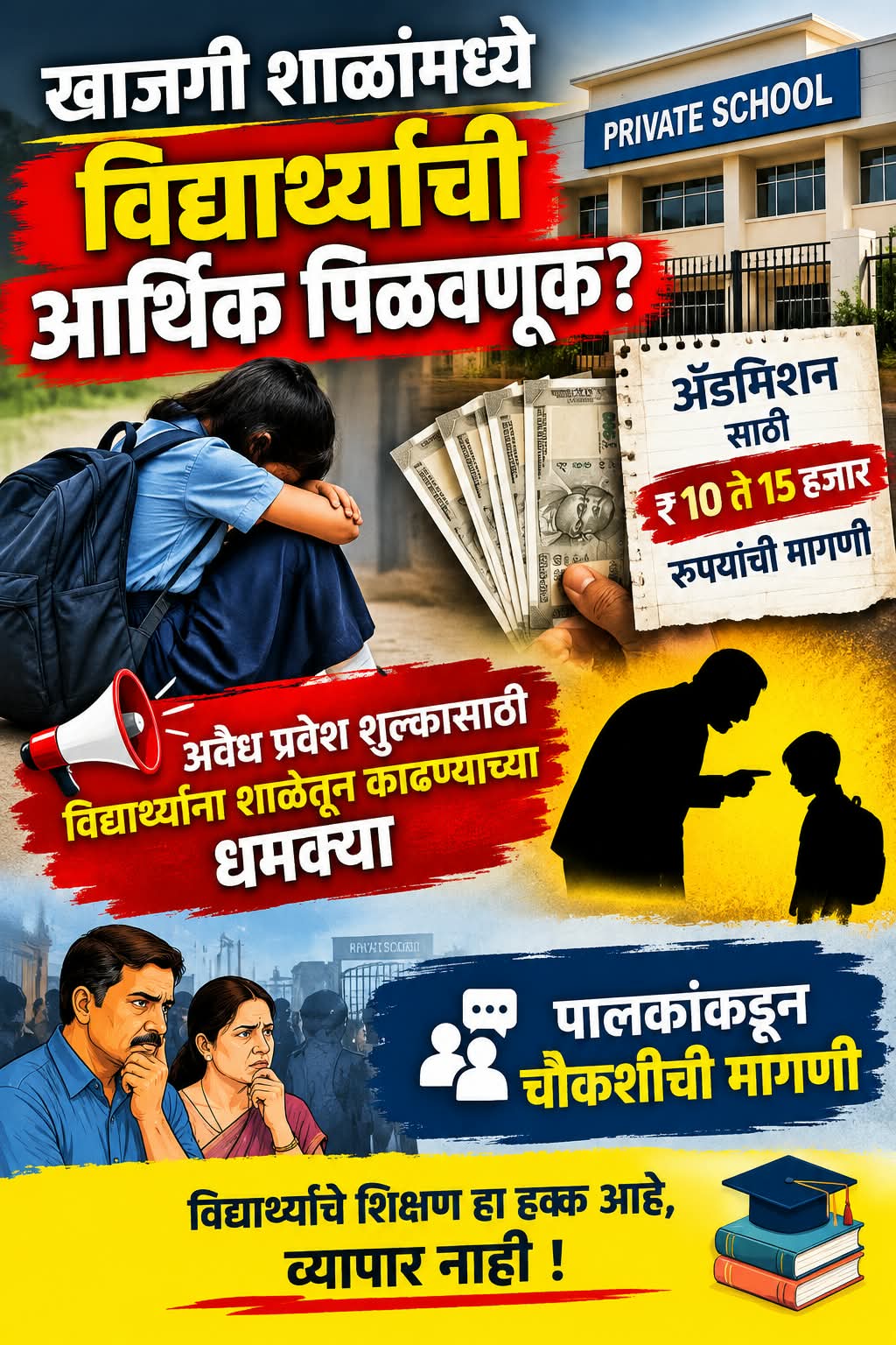 खाजगी शाळांमध्ये विद्यार्थ्यांची आर्थिक पिळवणूक?